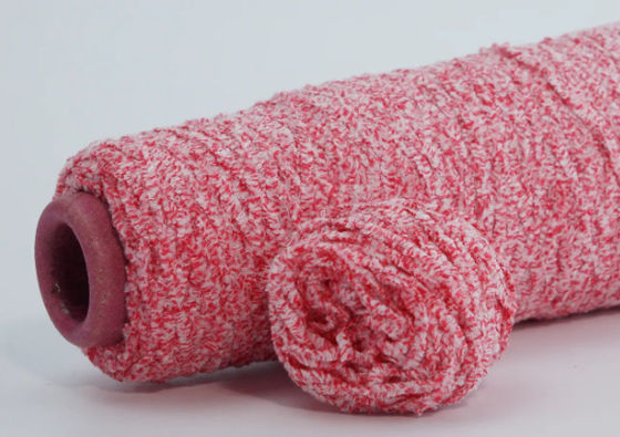 Hai màu hỗn hợp chenille sợi Chunky nhuộm 50% polyester 50% bông trộn chấm trắng