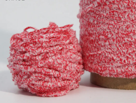 Hai màu hỗn hợp chenille sợi Chunky nhuộm 50% polyester 50% bông trộn chấm trắng
